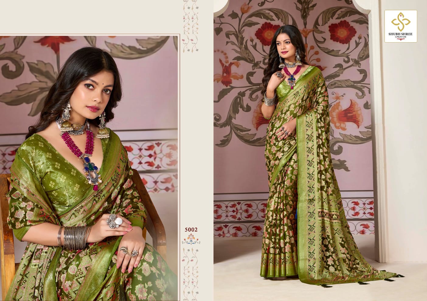 Shagun 5 By Shubh Shree Dull Moss Brasso Designer Saree Exporters In India